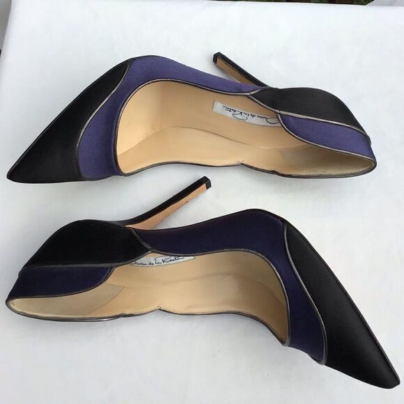 Oscar de la Renta Satin Color Block Stiletto Heel Pump Excellent Condition Sz 37 - Picture 3 of 11